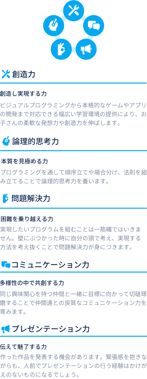 CodeCampKIDS てくてくで身に付く5つのスキル